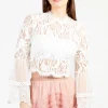 Chelsea Addison Lace Bell Sleeve Blouse Hot
