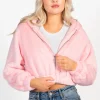Love Tree Alethea Hooded Faux Fur Bomber Jacket Clearance