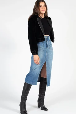 Love Tree Alethea Hooded Faux Fur Bomber Jacket Clearance