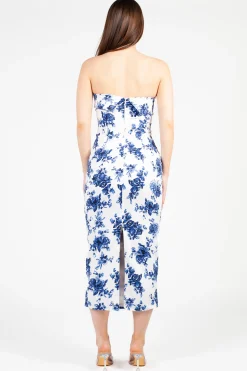 Mable Alina Floral Bodycon Midi Dress White Fashion