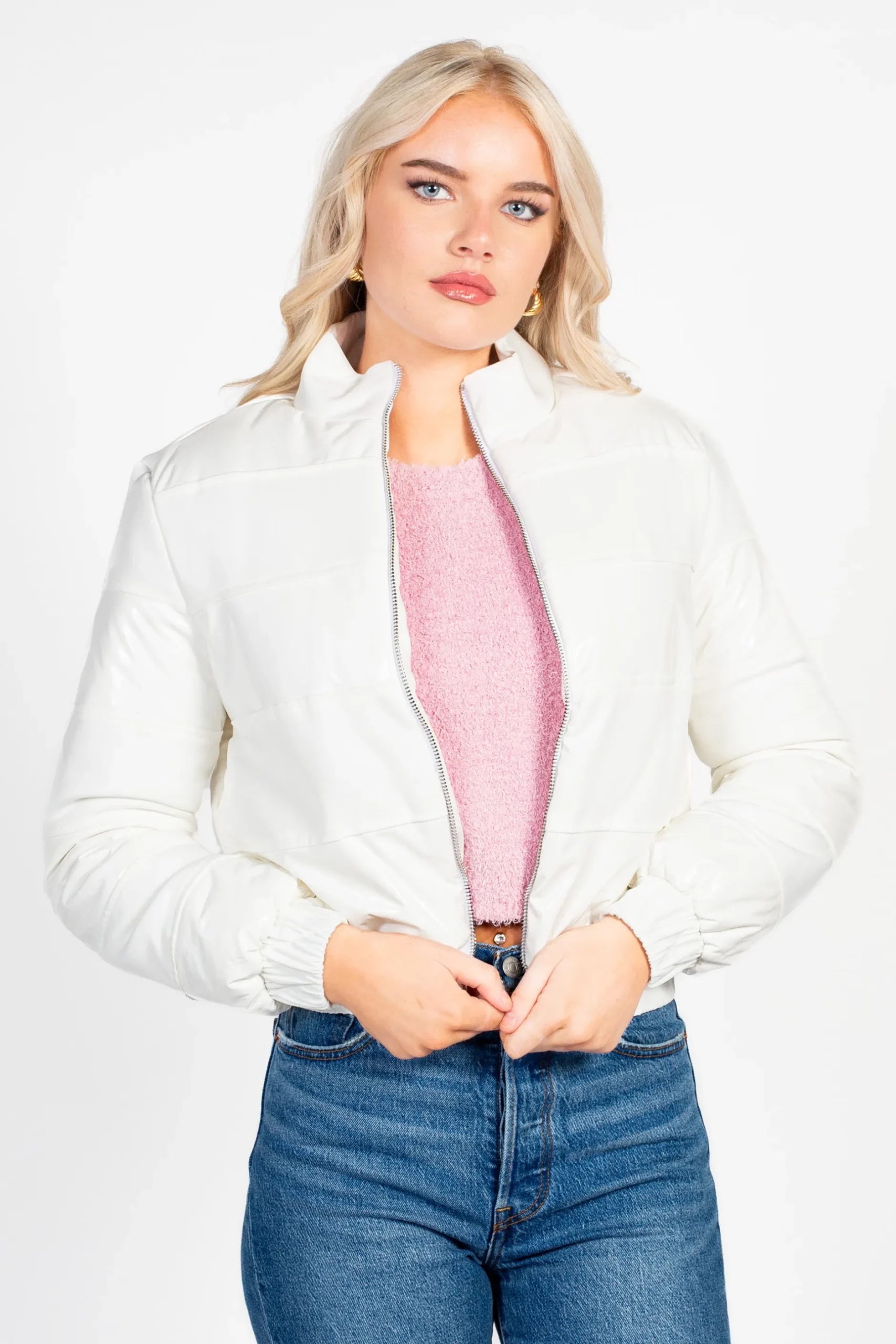 Balboa Alissa Glossy Puffer Jacket White Best