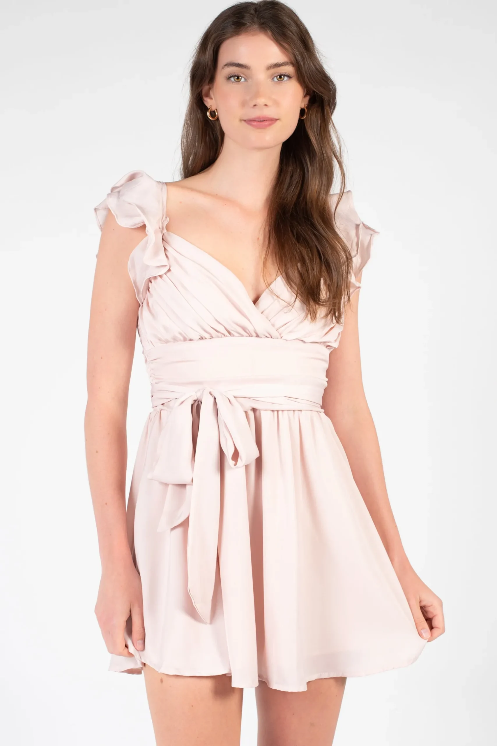 Cellecci Aliya Tie Front Chiffon Mini Dress Sale