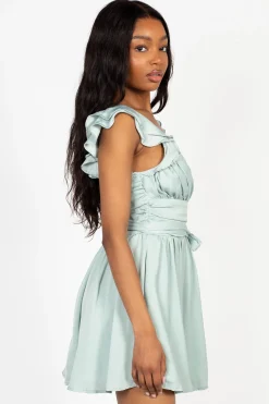 Cellecci Aliya Tie Front Chiffon Mini Dress Sale