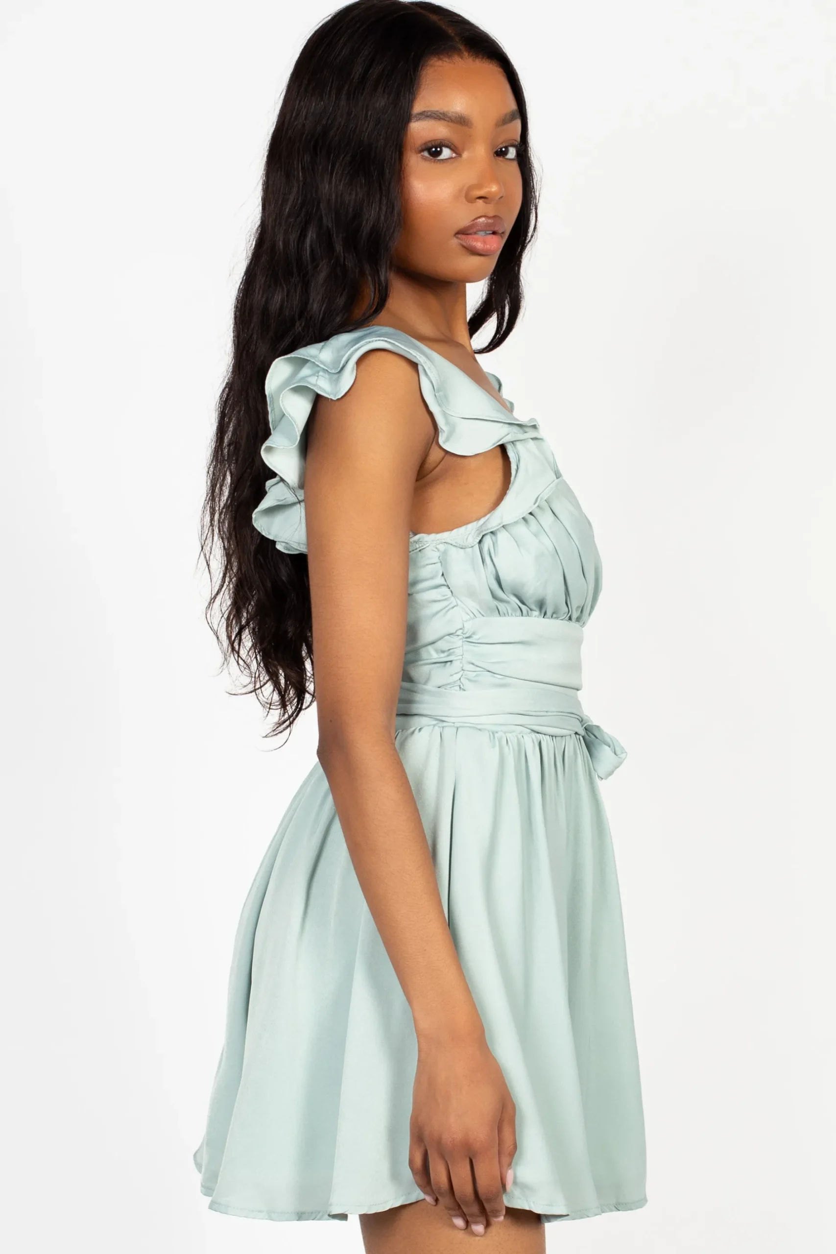 Cellecci Aliya Tie Front Chiffon Mini Dress Sale
