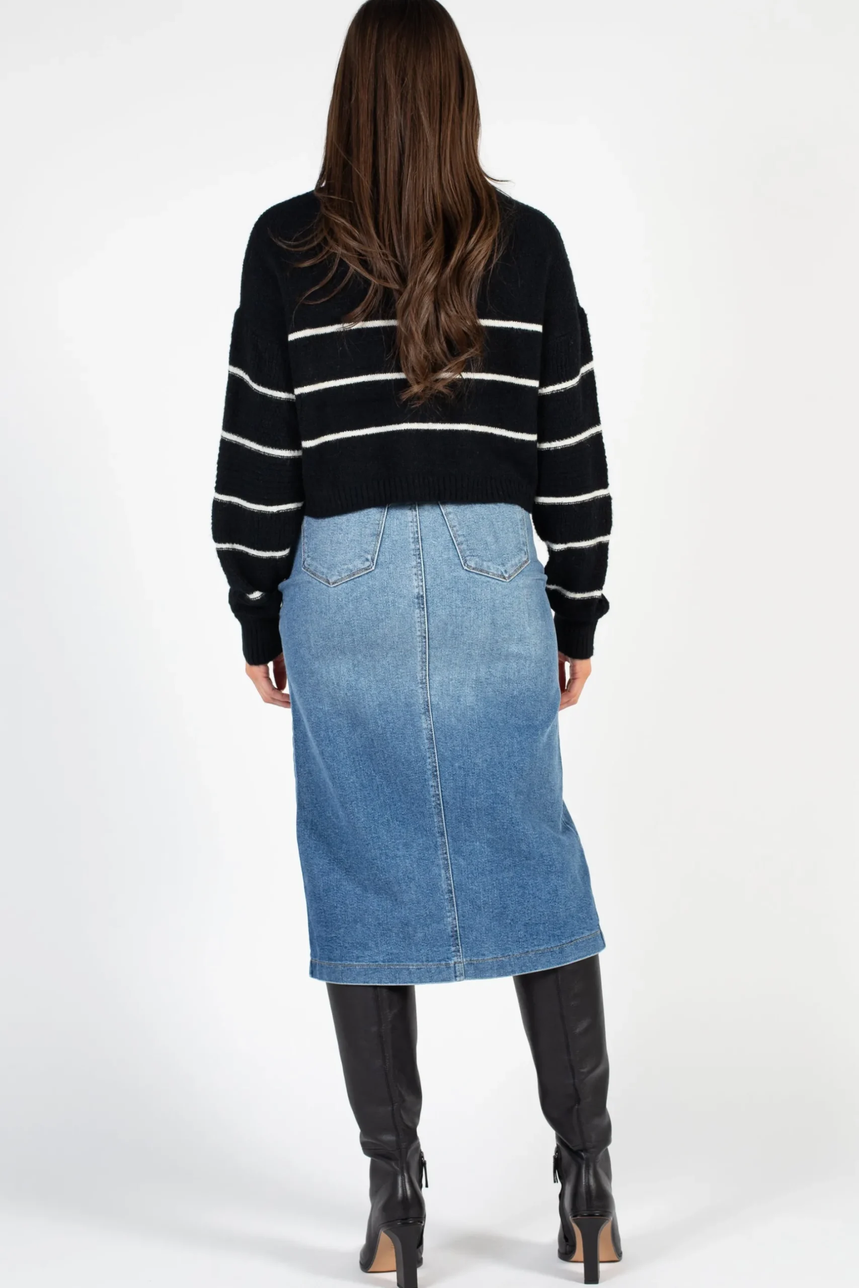 Better Be Ambrielle Turtleneck Stripe Sweater Black New