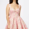 Mable Ambrose Corset Jacquard Floral Mini Dress Pink Hot