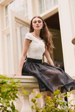 Storia Amelia Rosette Applique Blouse White Clearance