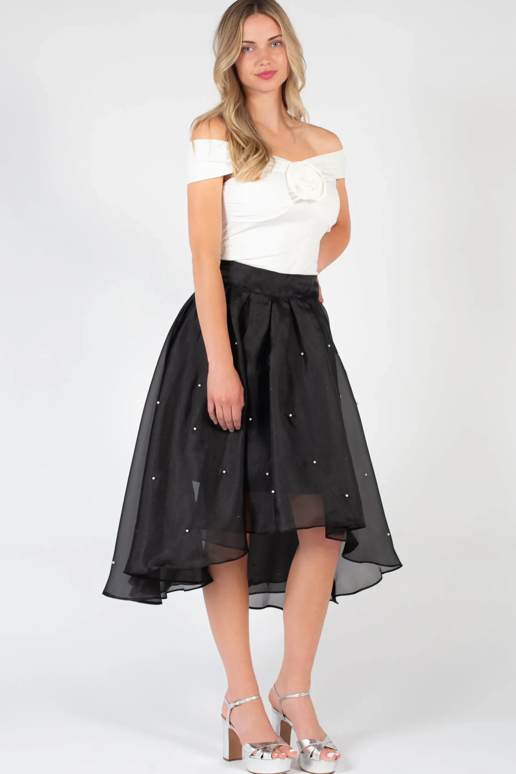Storia Amelia Rosette Applique Blouse White Clearance