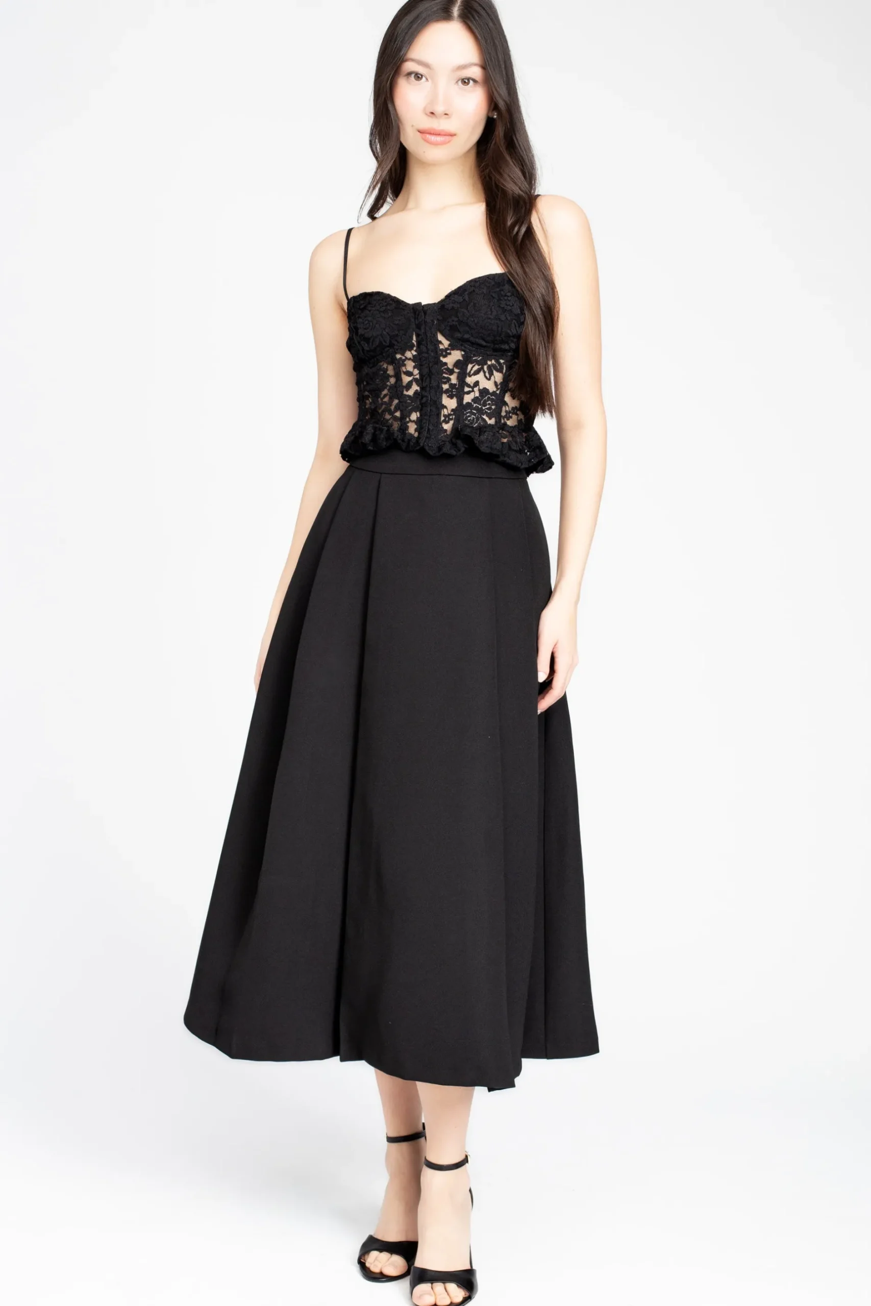 HERSu0026MINE Amelie Lace Ruffle Corset Black Sale
