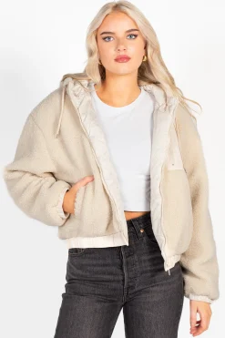 Iris Aspen Sherpa Crop Jacket Cream Discount