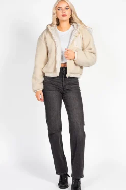 Iris Aspen Sherpa Crop Jacket Cream Discount