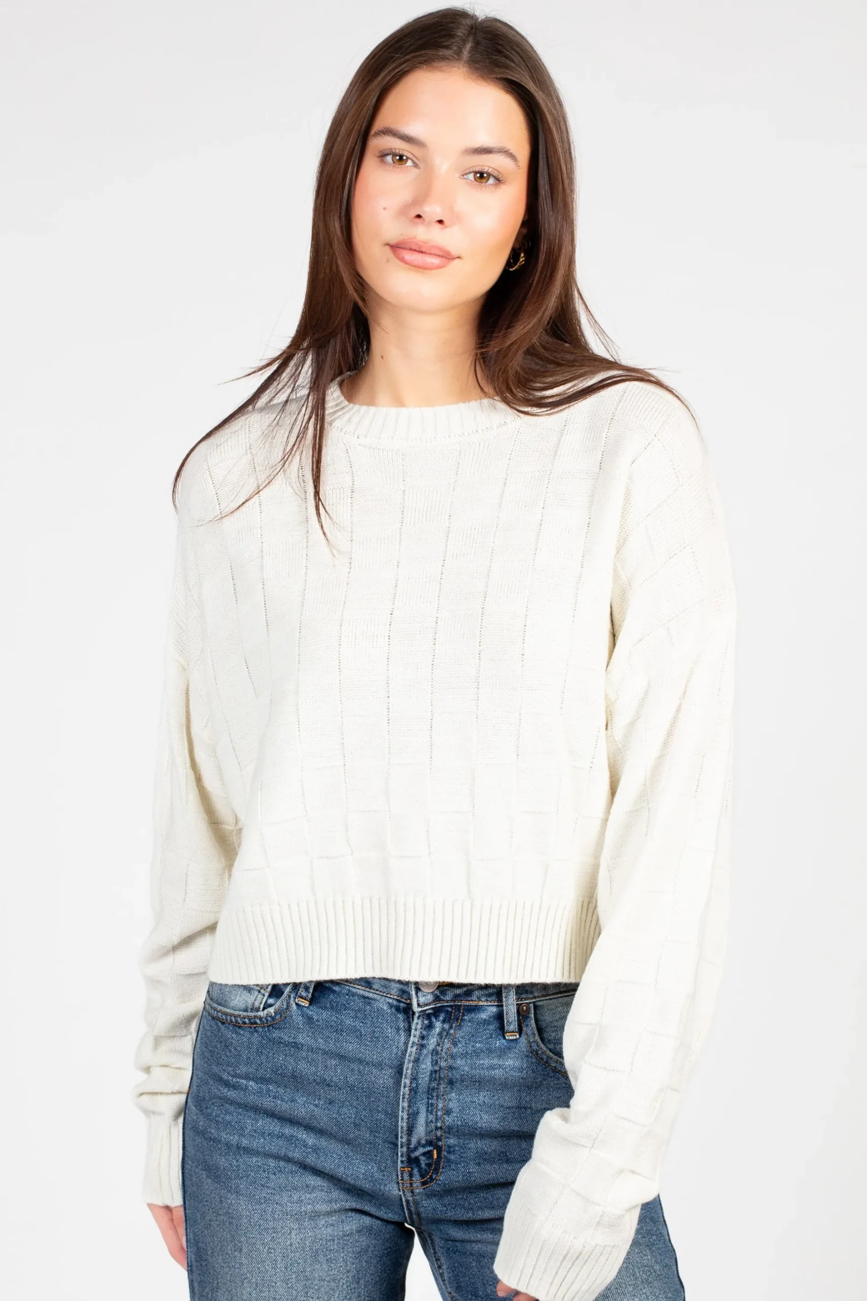 Double Zero Astrid Checkered Knit Sweater Discount