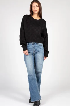 Double Zero Astrid Checkered Knit Sweater Discount