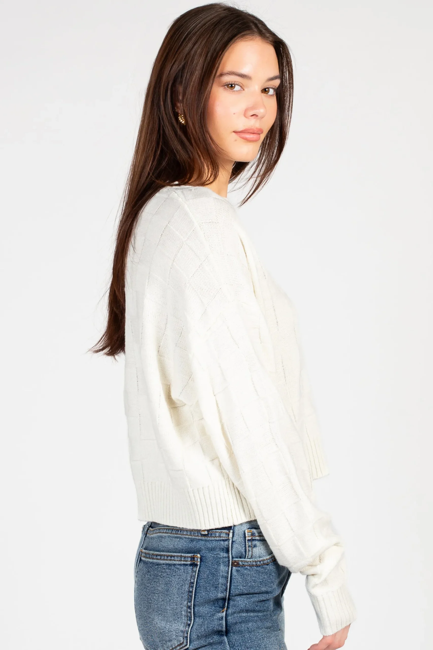 Double Zero Astrid Checkered Knit Sweater Discount