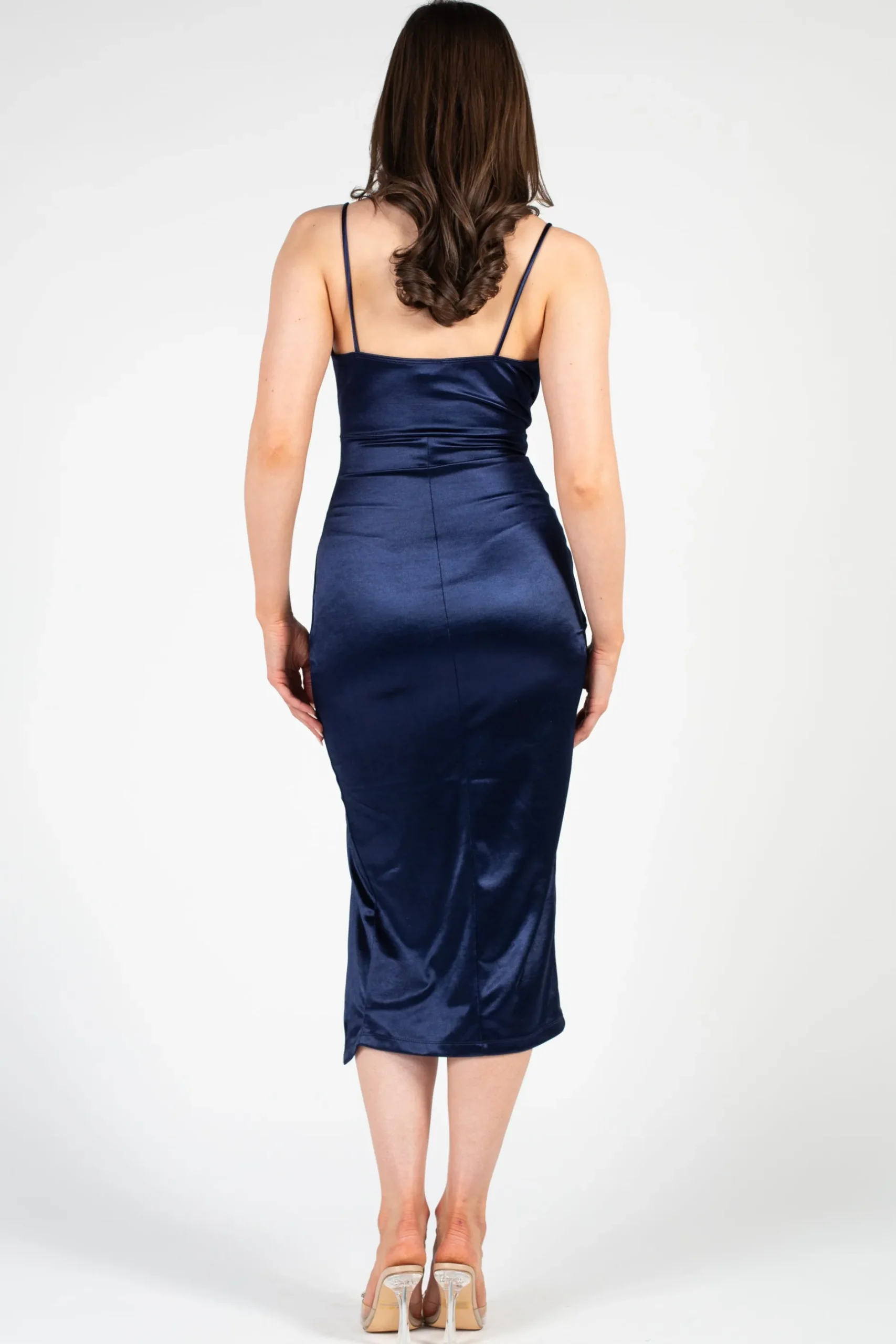 Lovely Day Aveline Tulip Bottom Satin Midi Dress Sale