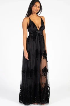 Luxell Brianna Floral Tulle Maxi Dress Sale