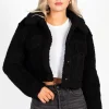 Love Tree Brooklyn Teddy Crop Jacket Black Sale