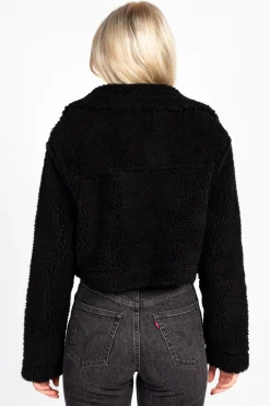 Love Tree Brooklyn Teddy Crop Jacket Black Sale