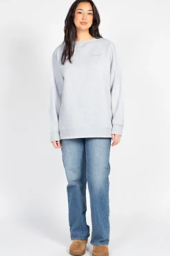 Brunette the Label 'Lover' Embroidered Crewneck Grey Clearance