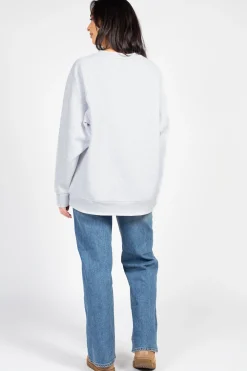 Brunette the Label 'Lover' Embroidered Crewneck Grey Clearance