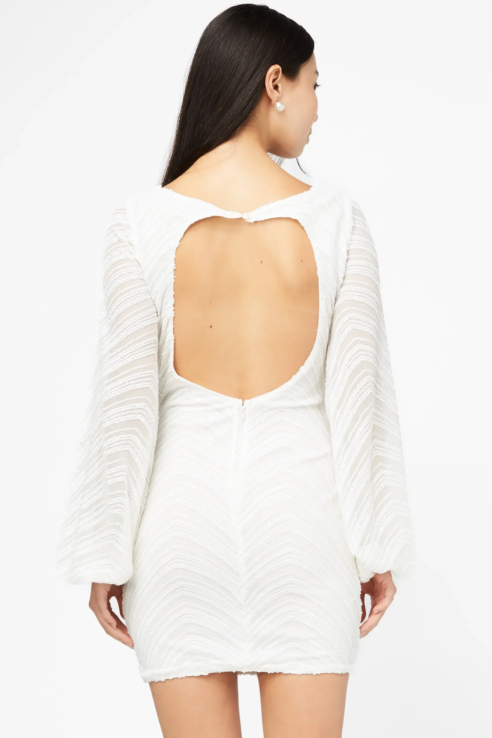 Chelsea Calista Open Back Sequin Mini Dress White Hot