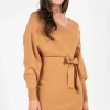 HYFVE Cassadee Tie Waist Sweater Dress Camel Fashion