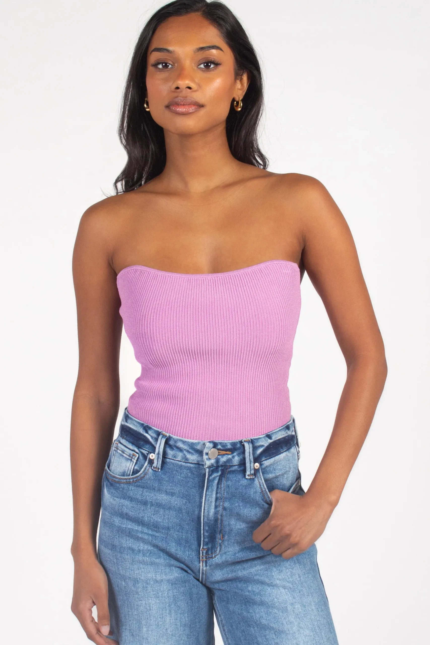 C'est Moi Ribbed Tube Top Hot