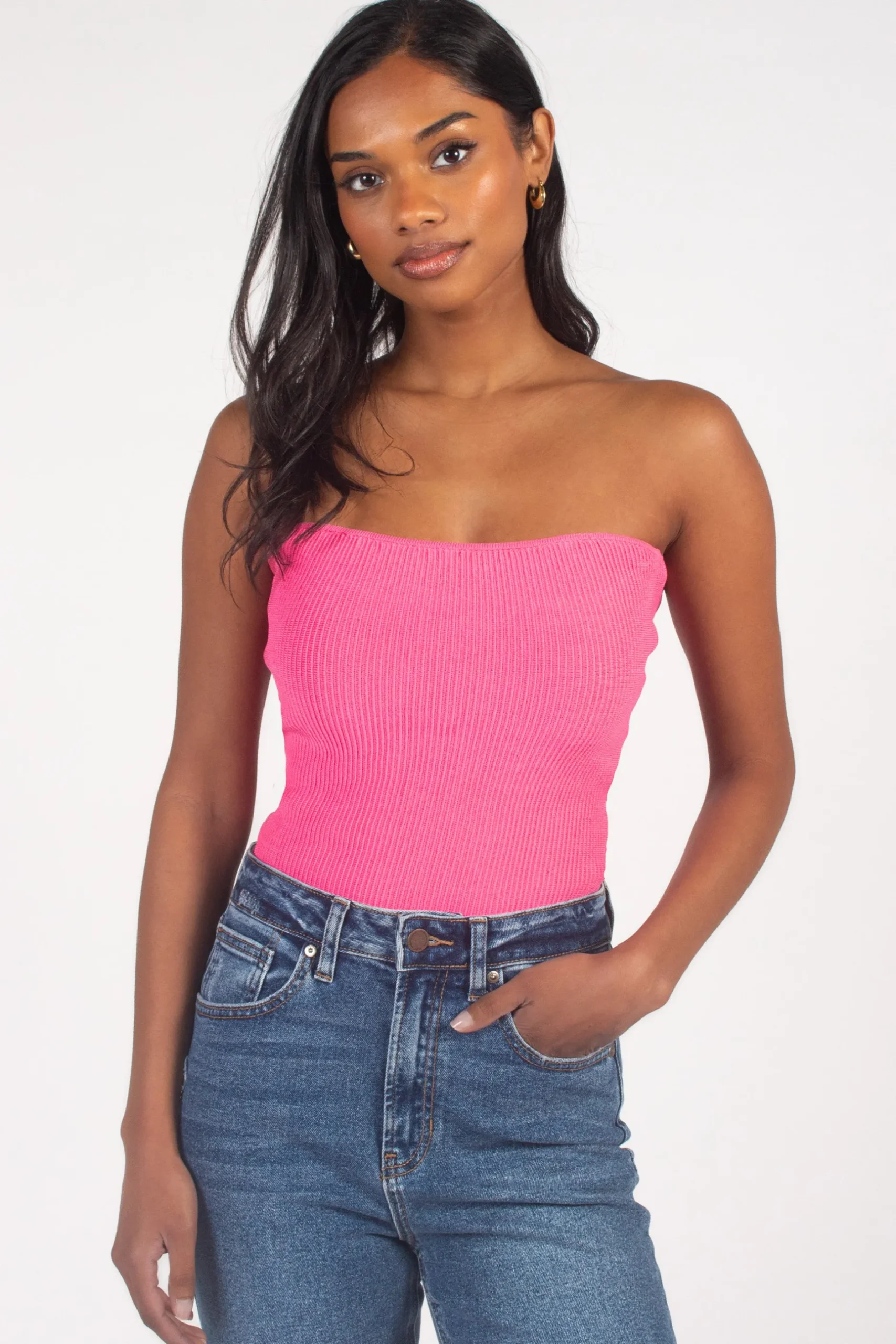 C'est Moi Ribbed Tube Top Hot