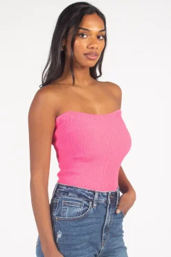 C'est Moi Ribbed Tube Top Hot