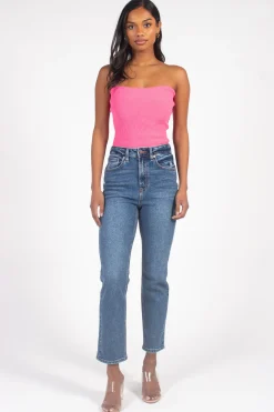 C'est Moi Ribbed Tube Top Hot