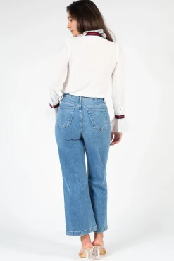 Chelsea Charlotte Ruffle Front Blouse Navy Sale