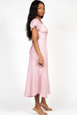 Saints u0026 Secrets Cindy Satin Off-The-Shoulder Midi Dress Outlet