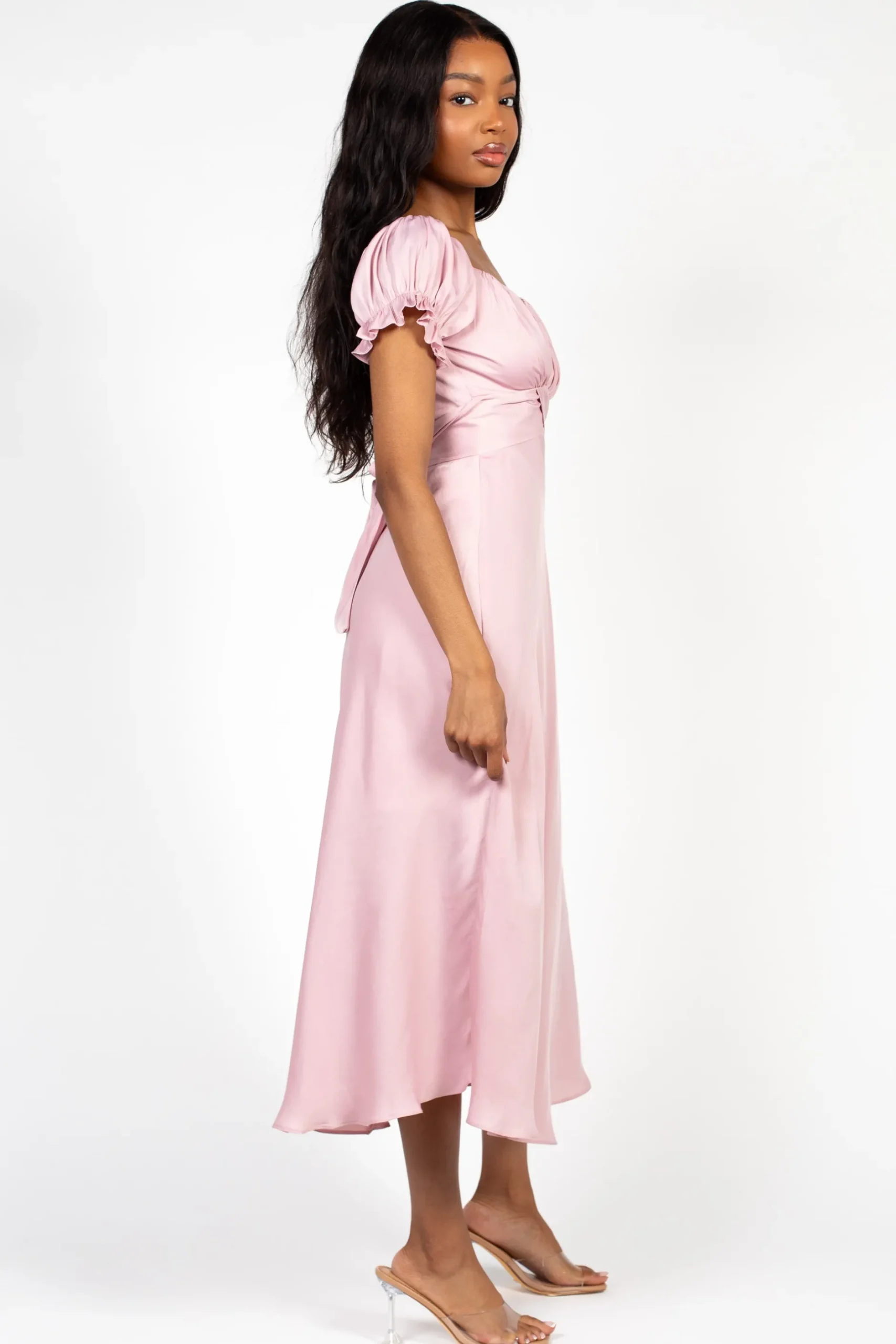 Saints u0026 Secrets Cindy Satin Off-The-Shoulder Midi Dress Outlet