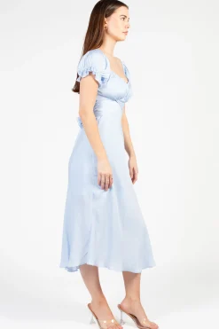 Saints u0026 Secrets Cindy Satin Off-The-Shoulder Midi Dress Outlet