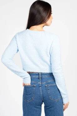 HYFVE Clare Fuzzy Crop Sweater Hot