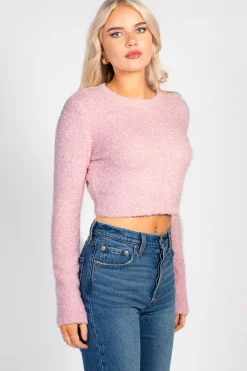 HYFVE Clare Fuzzy Crop Sweater Hot