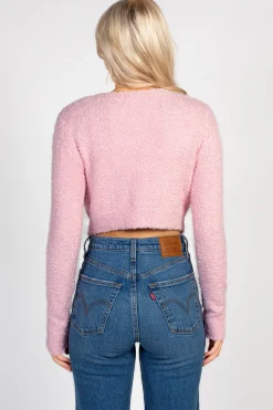 HYFVE Clare Fuzzy Crop Sweater Hot