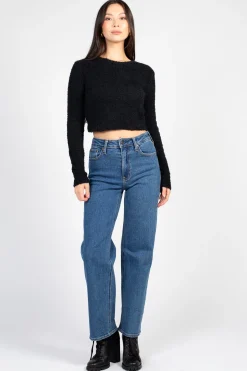HYFVE Clare Fuzzy Crop Sweater Hot