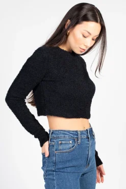HYFVE Clare Fuzzy Crop Sweater Hot