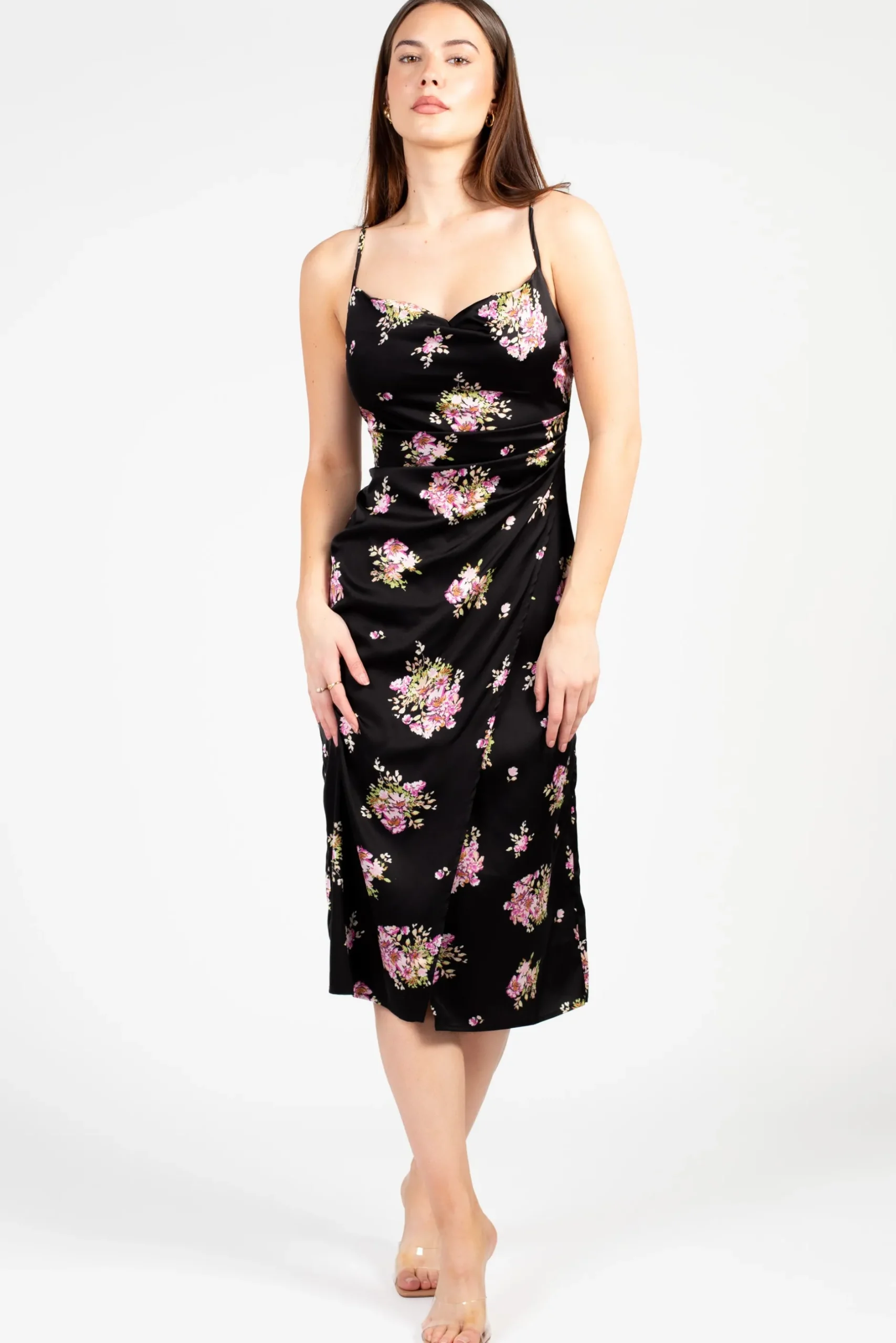 Inmod Clarisse Floral Midi Dress Black Discount
