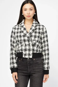 Balboa Coco Houndstooth Rhinestone Button Jacket Black/White Online
