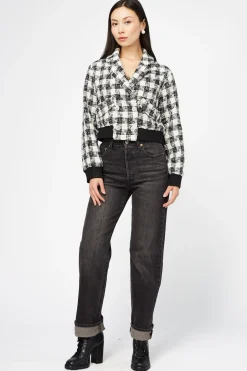 Balboa Coco Houndstooth Rhinestone Button Jacket Black/White Online