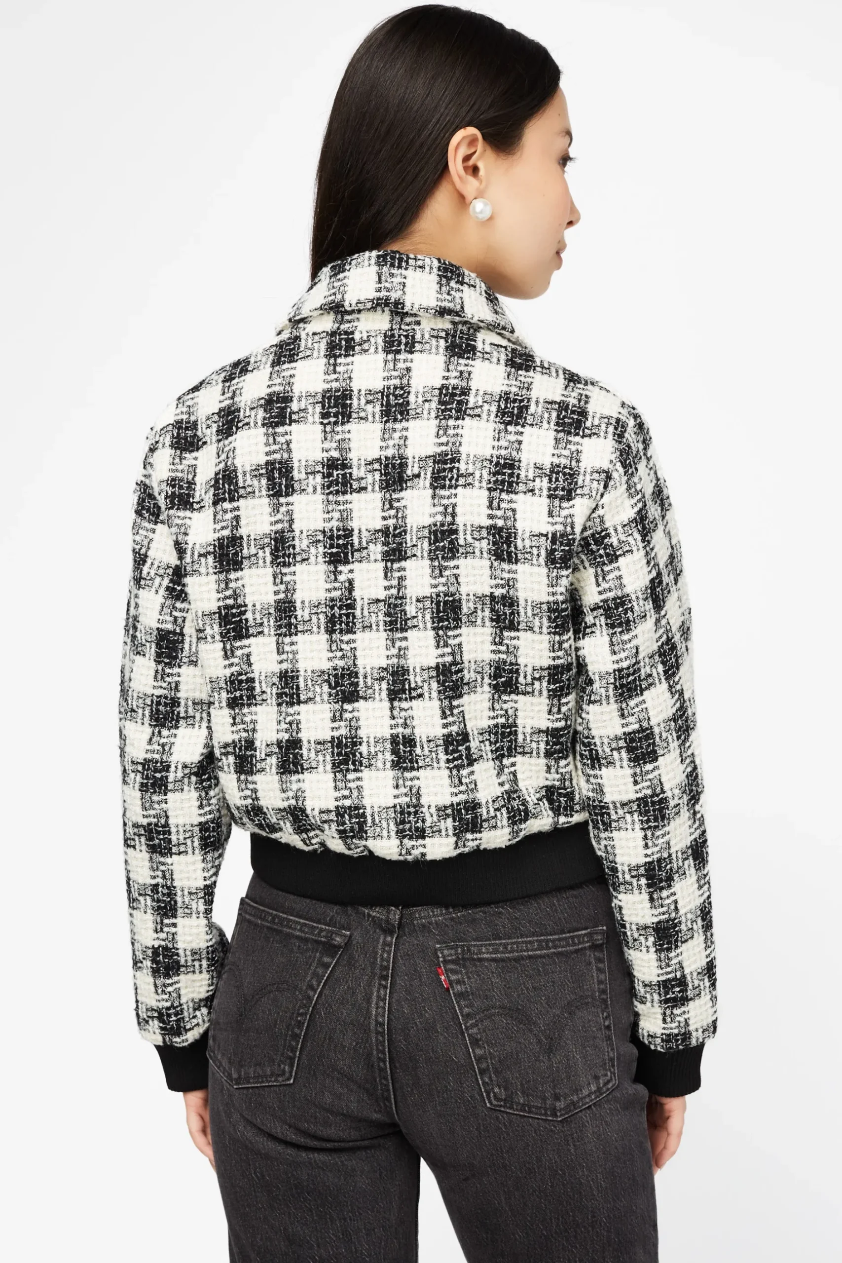 Balboa Coco Houndstooth Rhinestone Button Jacket Black/White Online