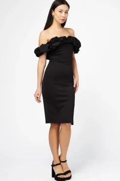 Symphony Coralie Off The Shoulder Ruffle Trim Midi Dress Hot