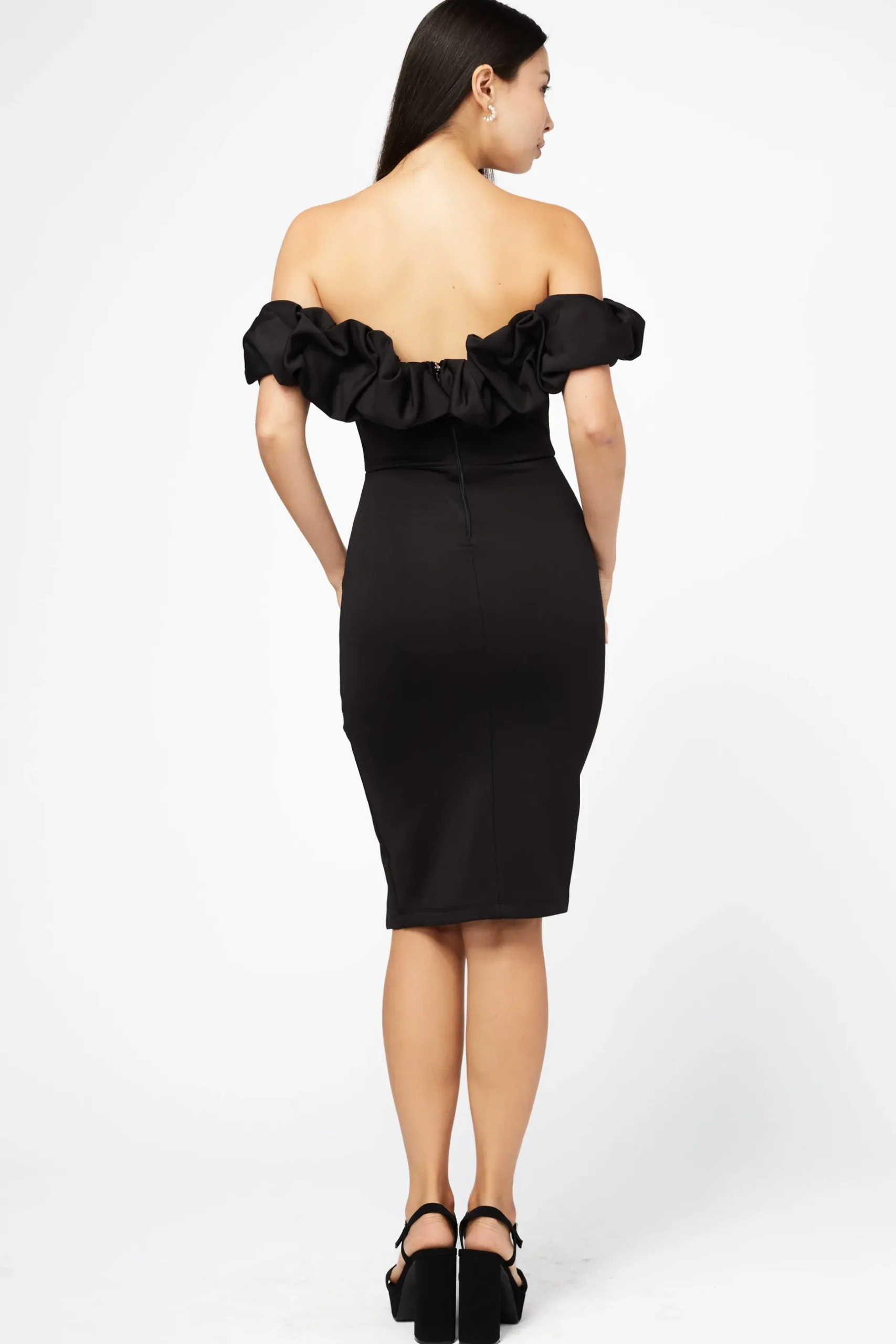 Symphony Coralie Off The Shoulder Ruffle Trim Midi Dress Hot