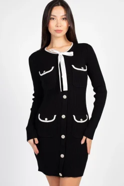 Mable Cordelia Button Up Midi Sweater Dress New