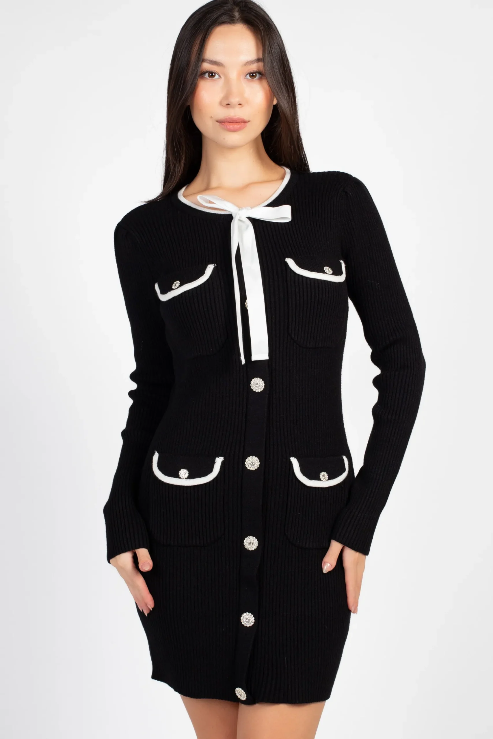 Mable Cordelia Button Up Midi Sweater Dress New