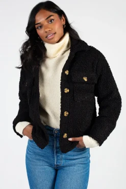 Haute Monde Dakota Teddy Shacket Black Outlet