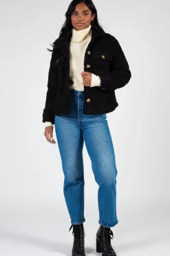 Haute Monde Dakota Teddy Shacket Black Outlet