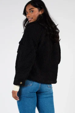 Haute Monde Dakota Teddy Shacket Black Outlet